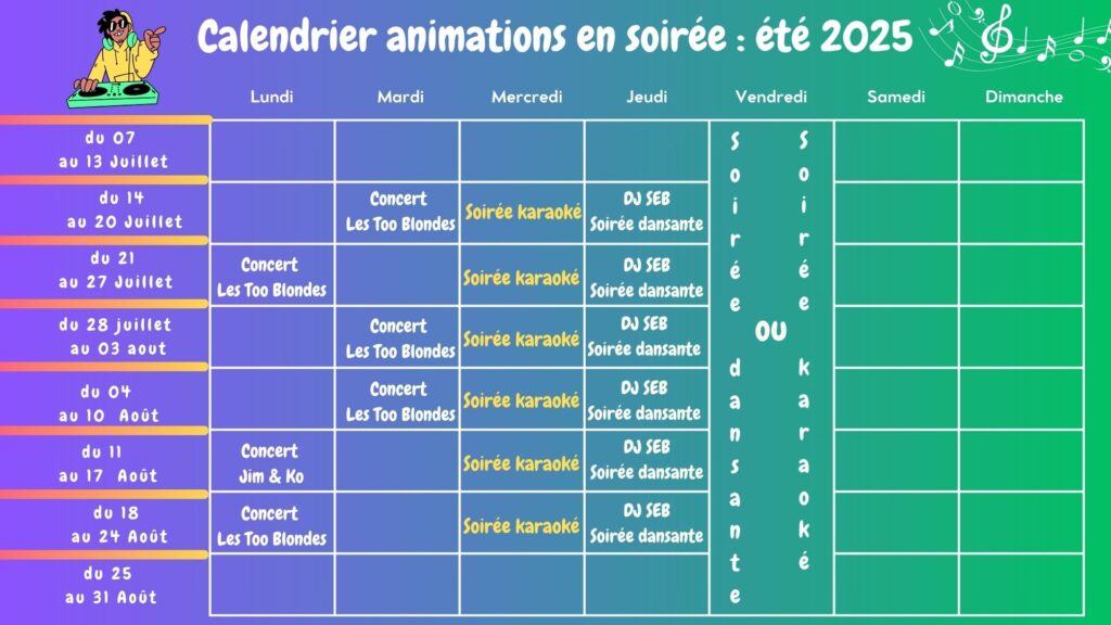 2025 animations du camping